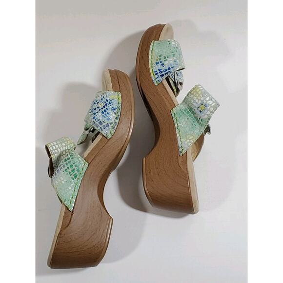 Dansko Sophie Irlidescent Reptile Print Slip On Mules Sandals 37/US 6.5 Beachy - Picture 10 of 13